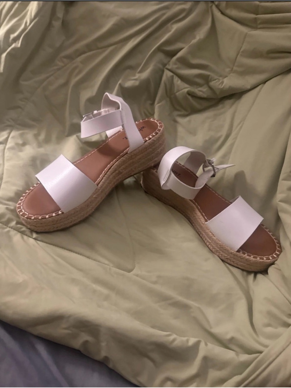 White Platform Espadrille Sandals with Ankle Strap